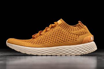 Men's Nobull Golden Knit Running Shoes Yellow | SG E1997B